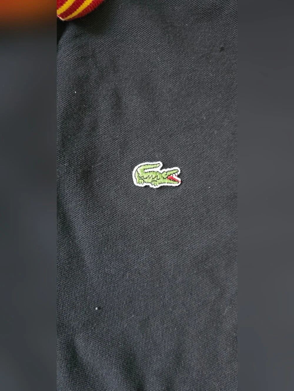 Lacoste Black Live Shirt with Red Trim & Crocodile Graphic - Kids